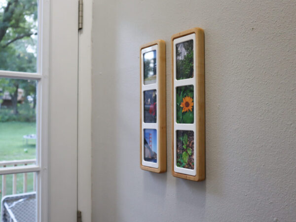 Multi Photo Collage Frames, Maple, 3 Slot Wallet Size