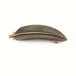 Feather Barrette in Antiqued Goldtone