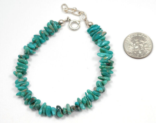 Turquoise and Sterling Silver Handmade Beaded Bracelet