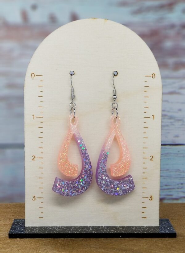 Peach and Lilac Glitter Earrings