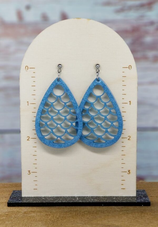 Mermaid Scale Ocean Blue Earrings