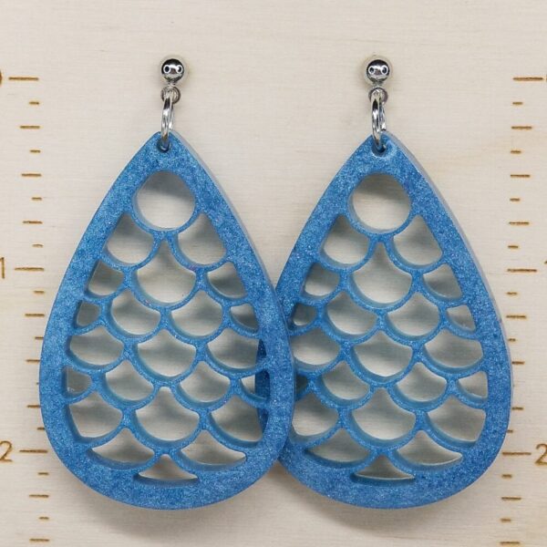 Mermaid Scale Ocean Blue Earrings