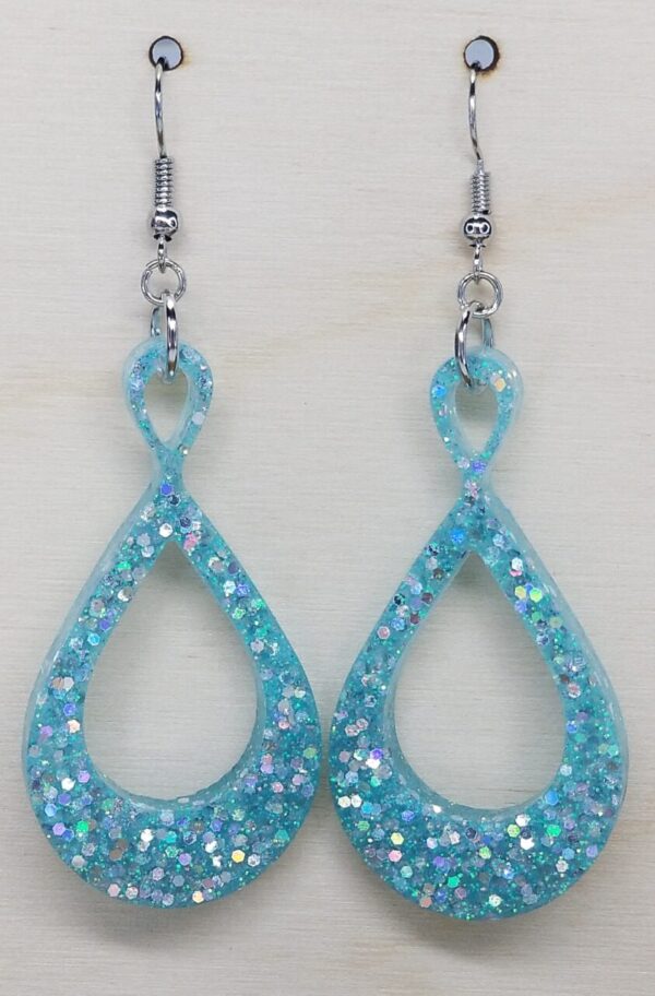 Turquoise Glitter Tear Drop Earrings