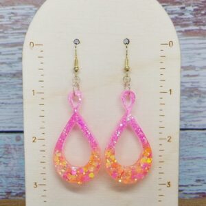 Pink and Orange Glitter Earrings