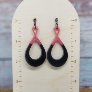 Pink and Black Tear Drop Earrings
