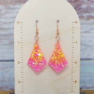 Orange and Pink Glitter Earrings