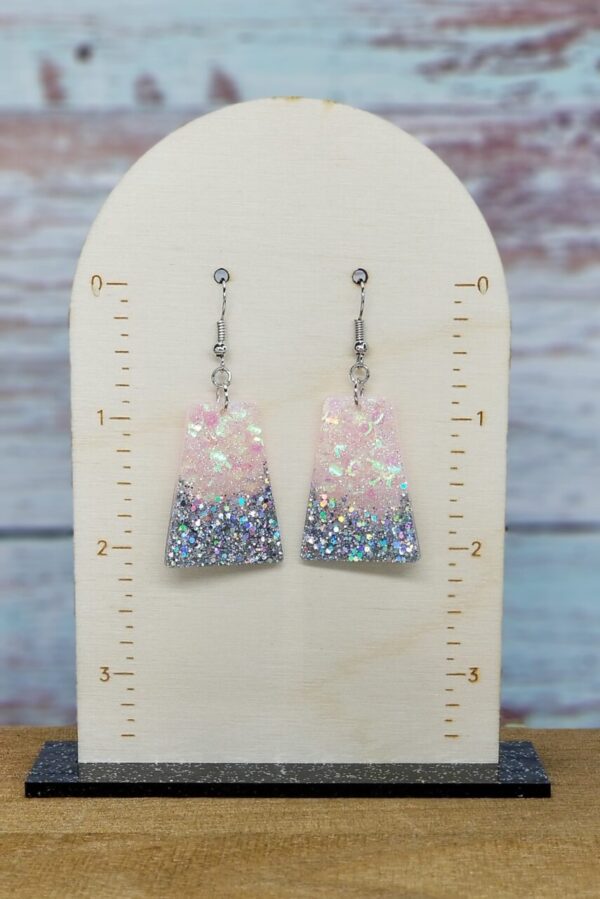 Pretty Pink and Silver Glitter Earrings