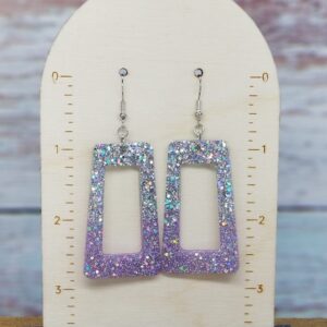 Purple and Silver Glitter Earrings