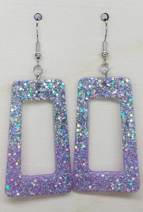Purple & Silver Glitter Earrings