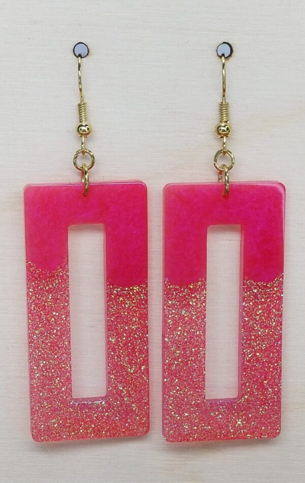 Magenta Pink Glitter Earrings