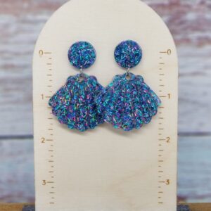 Purple and Teal Ocean Seashell Earrings