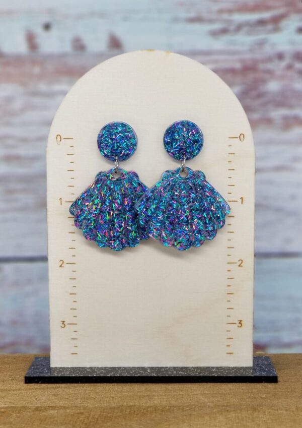 Purple and Teal Ocean Seashell Earrings