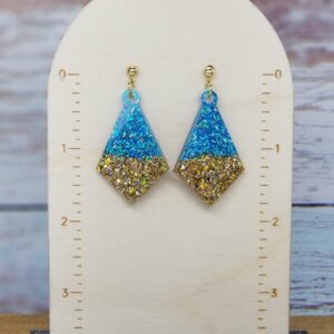 Gold and Turquoise Glitter Earrings