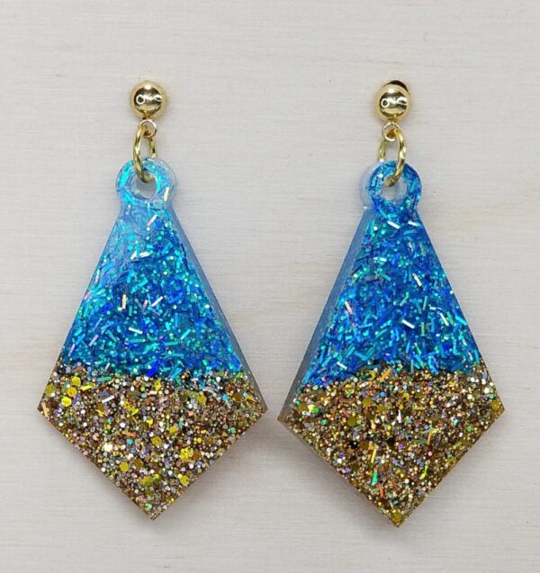 Gold and Turquoise Glitter Earrings