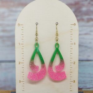 Pink and Lime Green Glitter Earrings