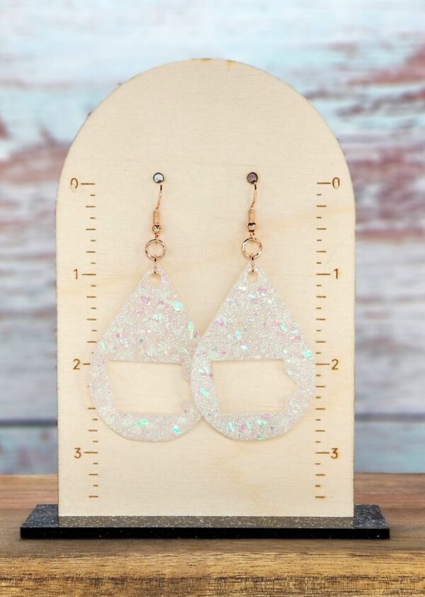White Glitter Iowa Earrings