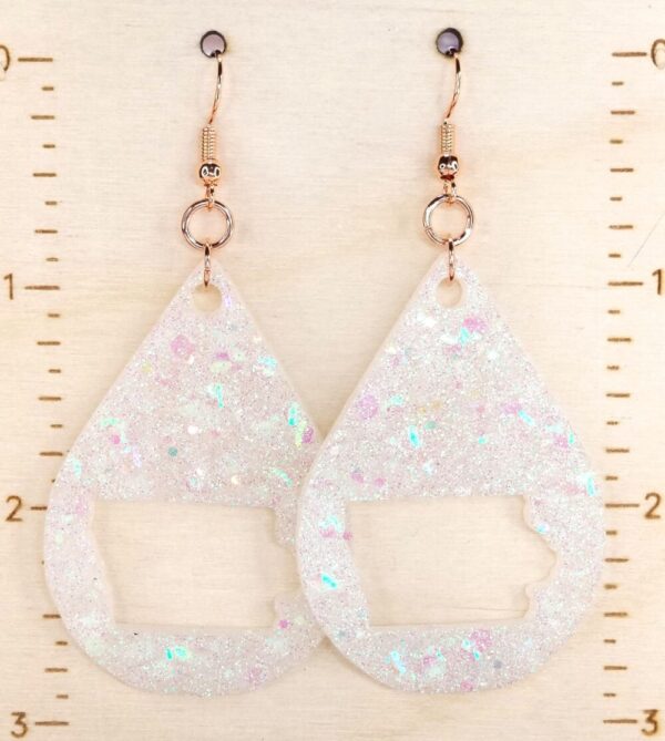 White Glitter Iowa Earrings