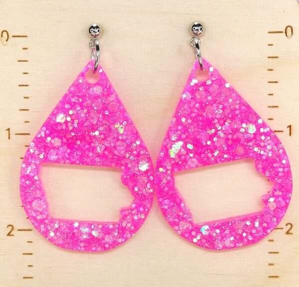 Bright Pink Glitter Iowa Earrings