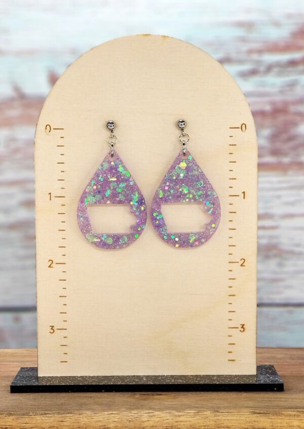 Pale Purple Glitter Iowa Earrings