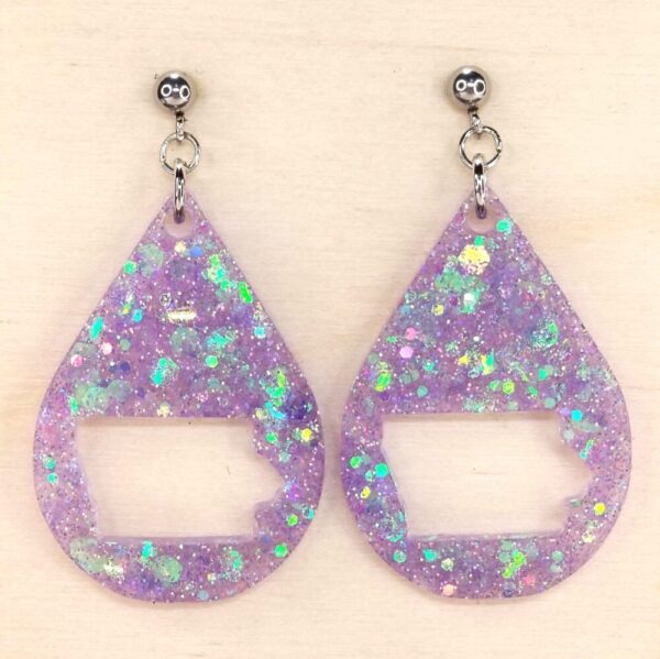 Purple Glitter Iowa Earrings