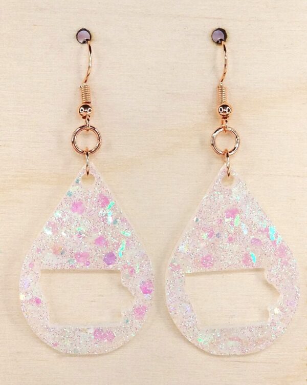 White Glitter Iowa Earrings