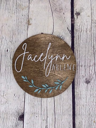 Round 3D Baby Announcement Name Sign I Laser Cut Baby Announcement