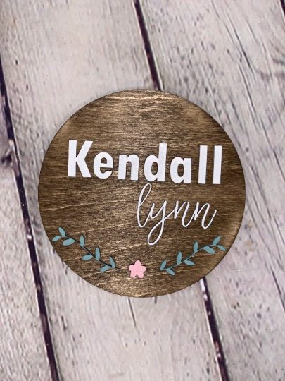 Round 3D Baby Announcement Name Sign I Laser Cut Baby Announcement