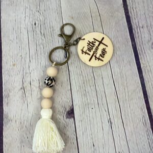 Personalized Wood Beaded Keychain | Wood Bead Tassel Keychain | Tassel Keychain | Key Ring Holder  | Stocking Stuffer
