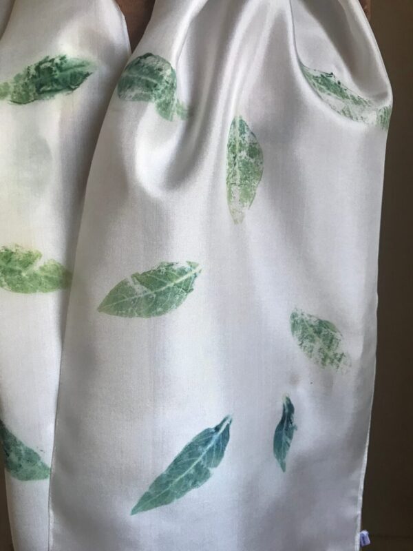 Indigo leaf naturally hand dyed silk scarf