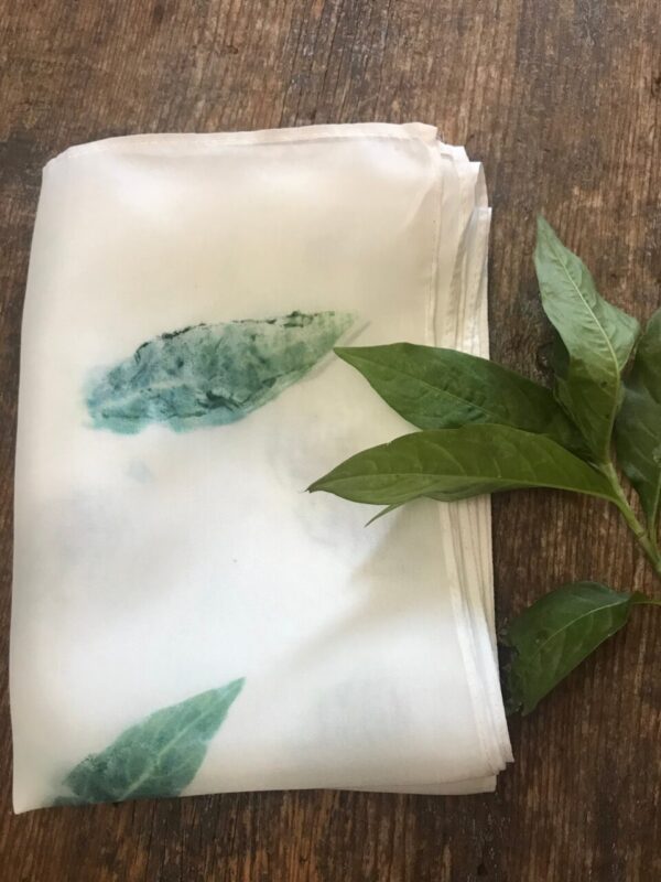 Indigo Leaf Naturally Hand Dyed Silk Scarf