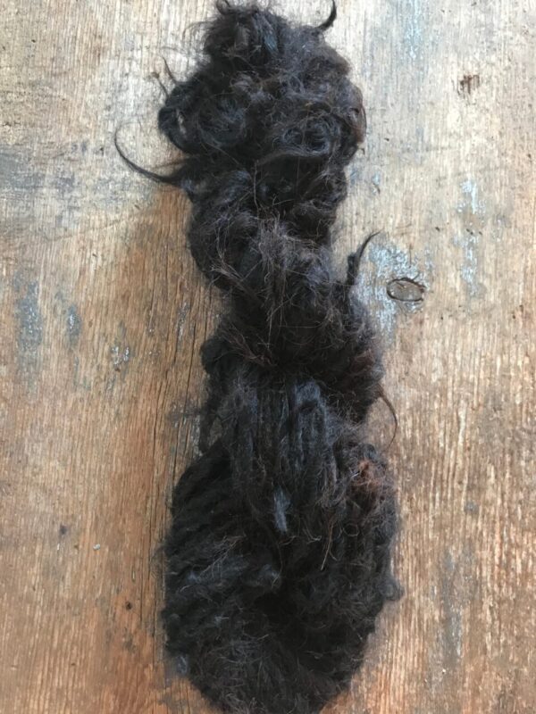 Natural brown/black alpaca handspun yarn, 20 yards