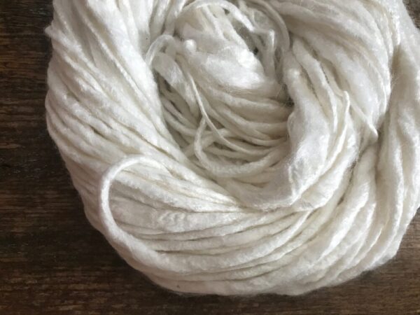 White bamboo handspun yarn, 50 yards