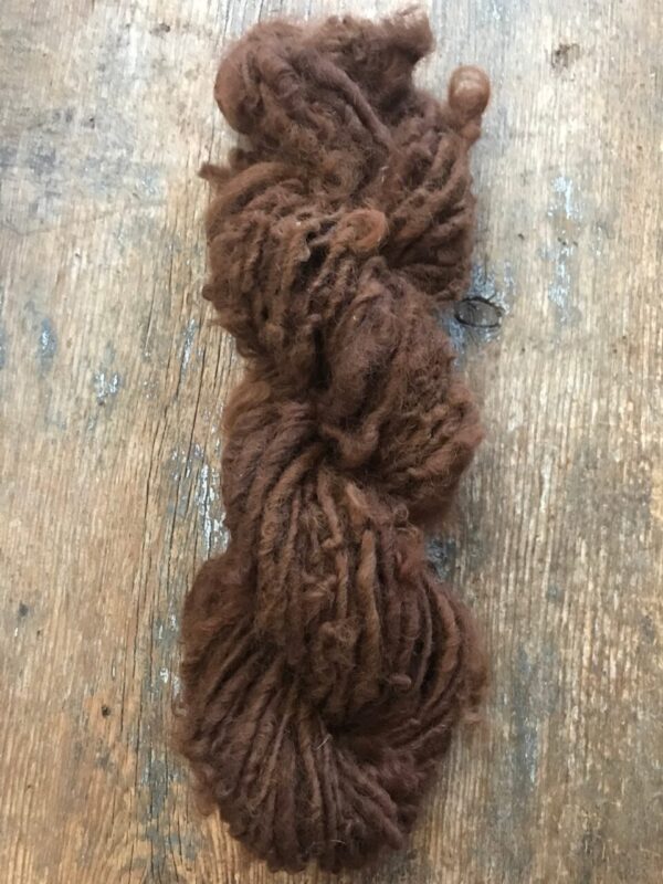 Natural auburn alpaca handspun yarn, 20 yards
