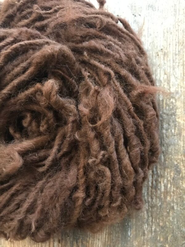 Natural auburn alpaca handspun yarn, 20 yards