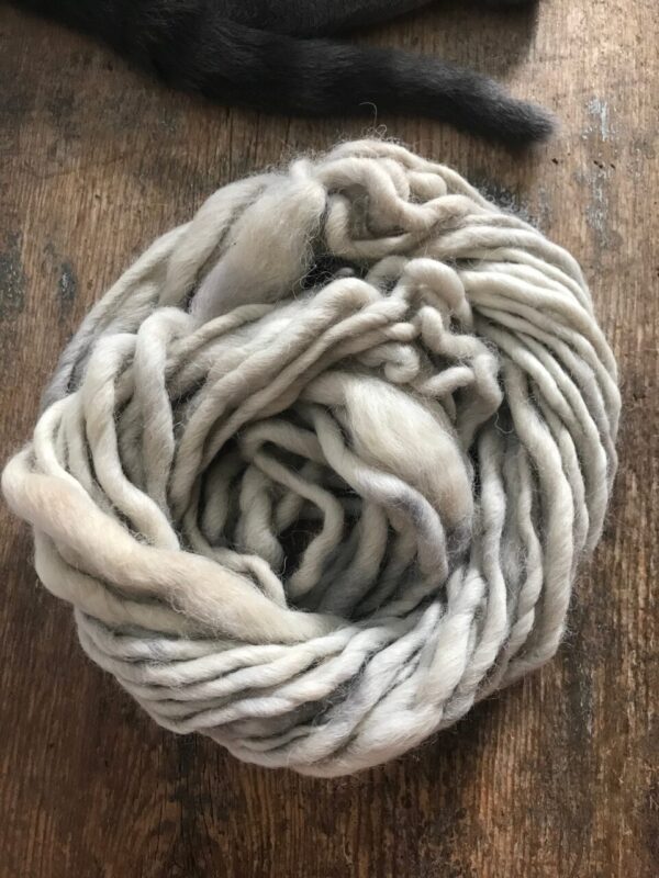 Palest Grey Naturally Bundle Dyed Handspun Yarn, 20 Yards