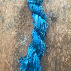 Teal hand dyed sari silk yarn, 20 yards