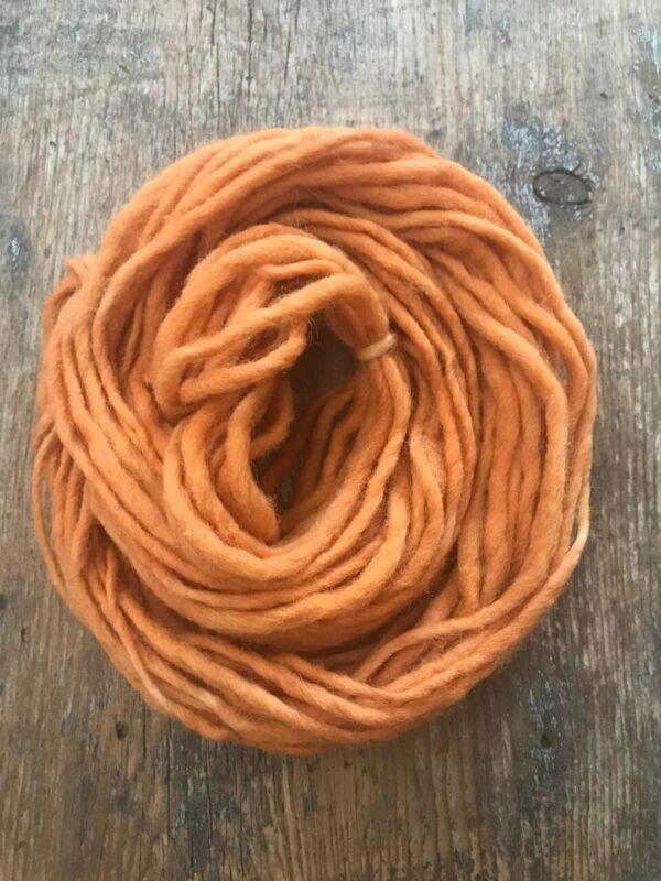 Orange Wool Yarn, 20 Yards Handspun Bulky Single Ply
