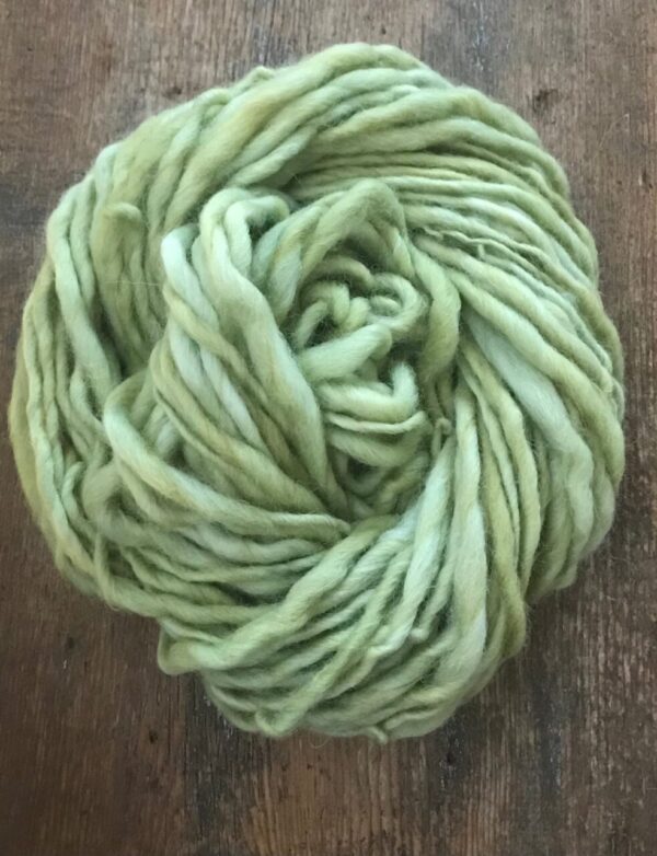 Celery green dyed handspun yarn, 20 yards