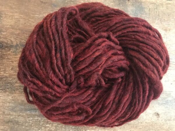 Heathered Cranberry dyed handspun yarn, 72 yards