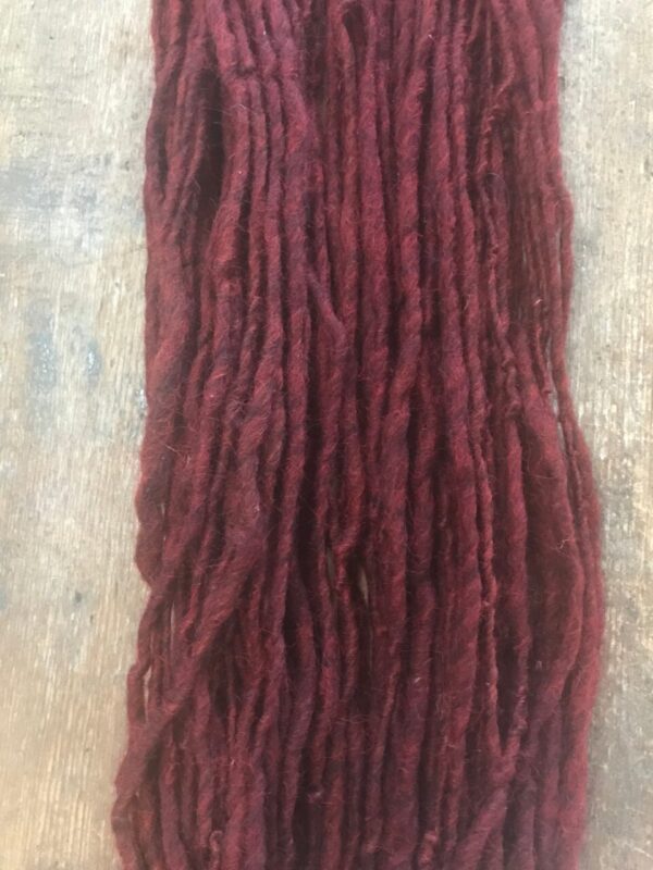 Heathered Cranberry dyed handspun yarn, 72 yards