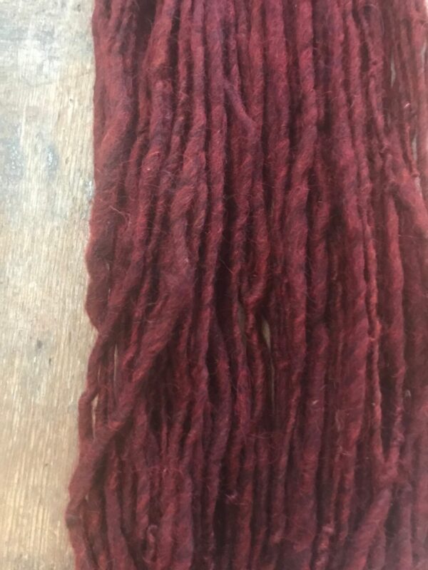 Heathered Cranberry dyed handspun yarn, 20 yards