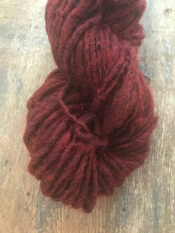 Heathered Cranberry Dyed Handspun Yarn, 20 Yards