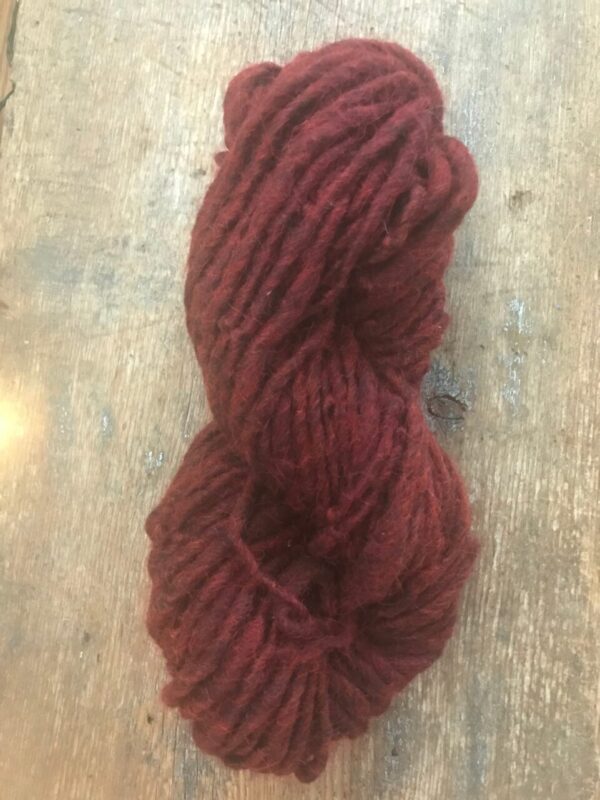 Heathered Cranberry dyed handspun yarn, 20 yards