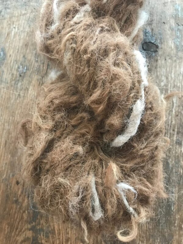 Natural tan alpaca handspun yarn, 20 yards