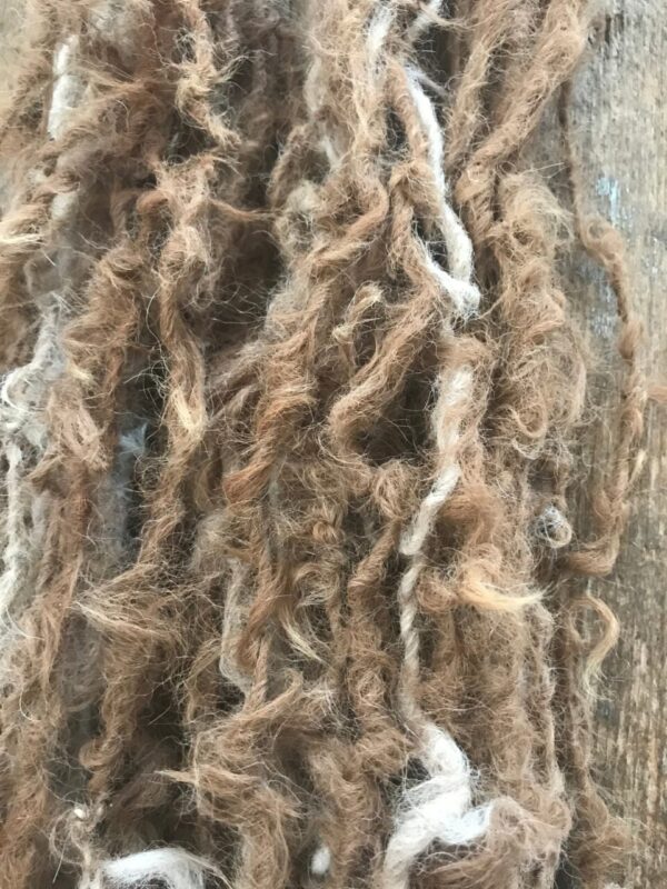 Natural tan alpaca handspun yarn, 20 yards