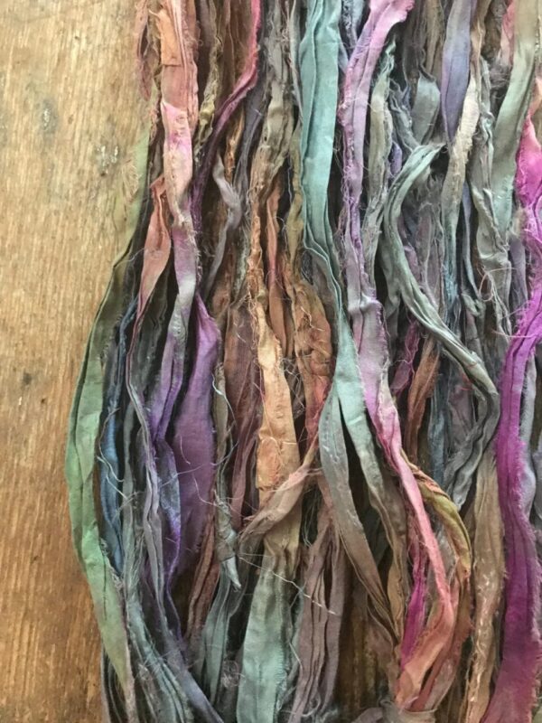 Sunset Party Hand Dyed Sari Silk Yarn, 20 Yards