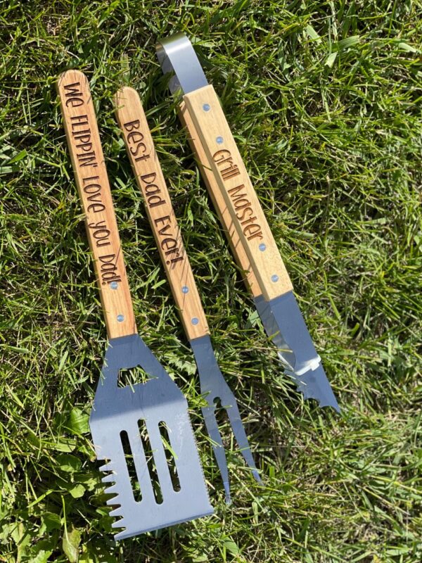 Personalized Grill Set of 3 | Engraved Grilling Sets | Fathers Day Gift | Grandfather Gift