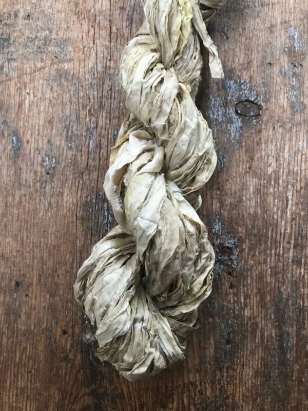 Goldenrod naturally dyed sari silk yarn, 20 yards
