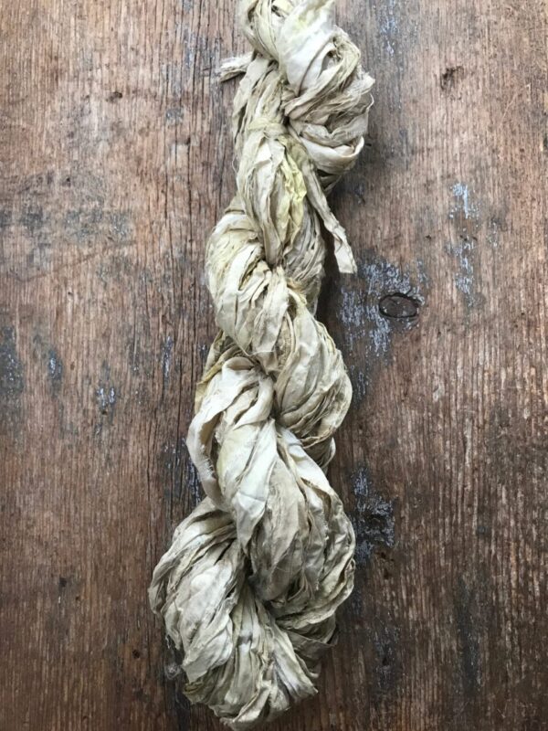 Goldenrod naturally dyed sari silk yarn, 20 yards