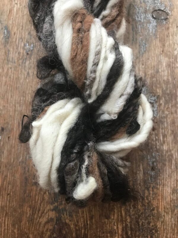 Caramel Latte, undyed scrappy skein, 46 yards